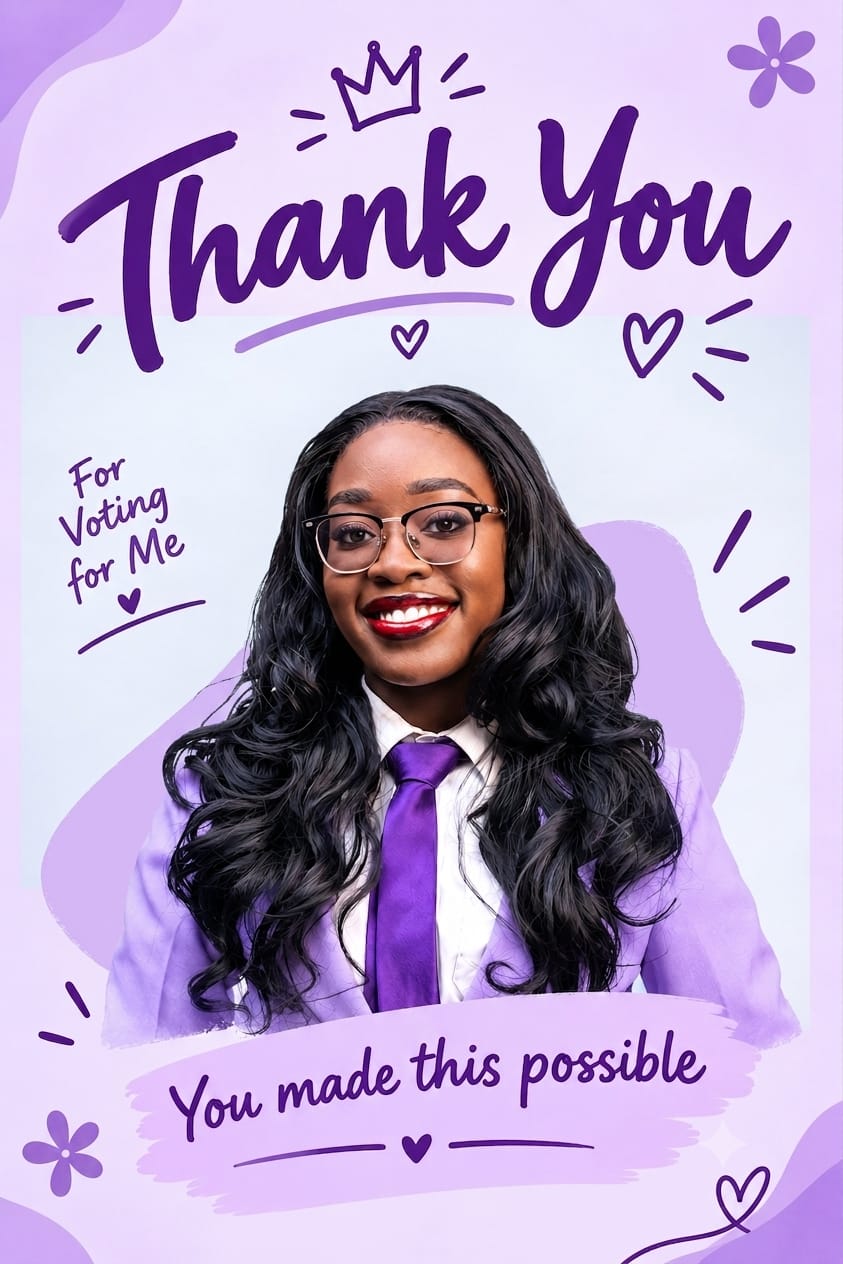 Thank you from Shania Omollo for voting her Female Academic Representative